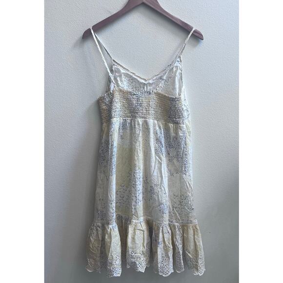 Rachel Zoe Yellow Embroidery Eyelet Lace Detail Cottage Core Boho Midi Dress M - Picture 2 of 6